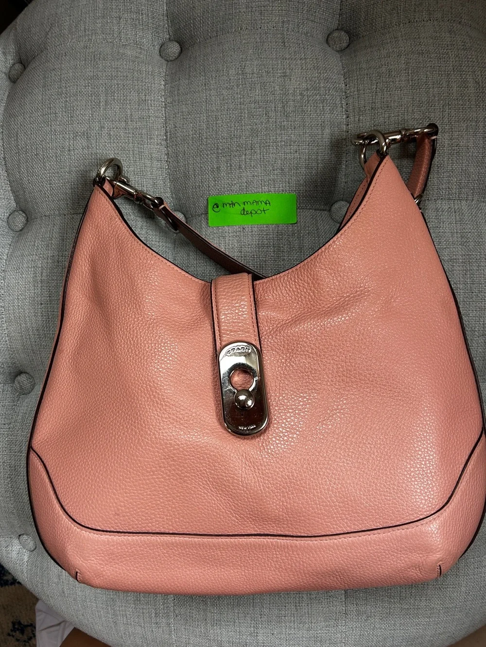 Coach Amber Hobo F48635 Petal Pink Pebbled Leather Shoulder Bag